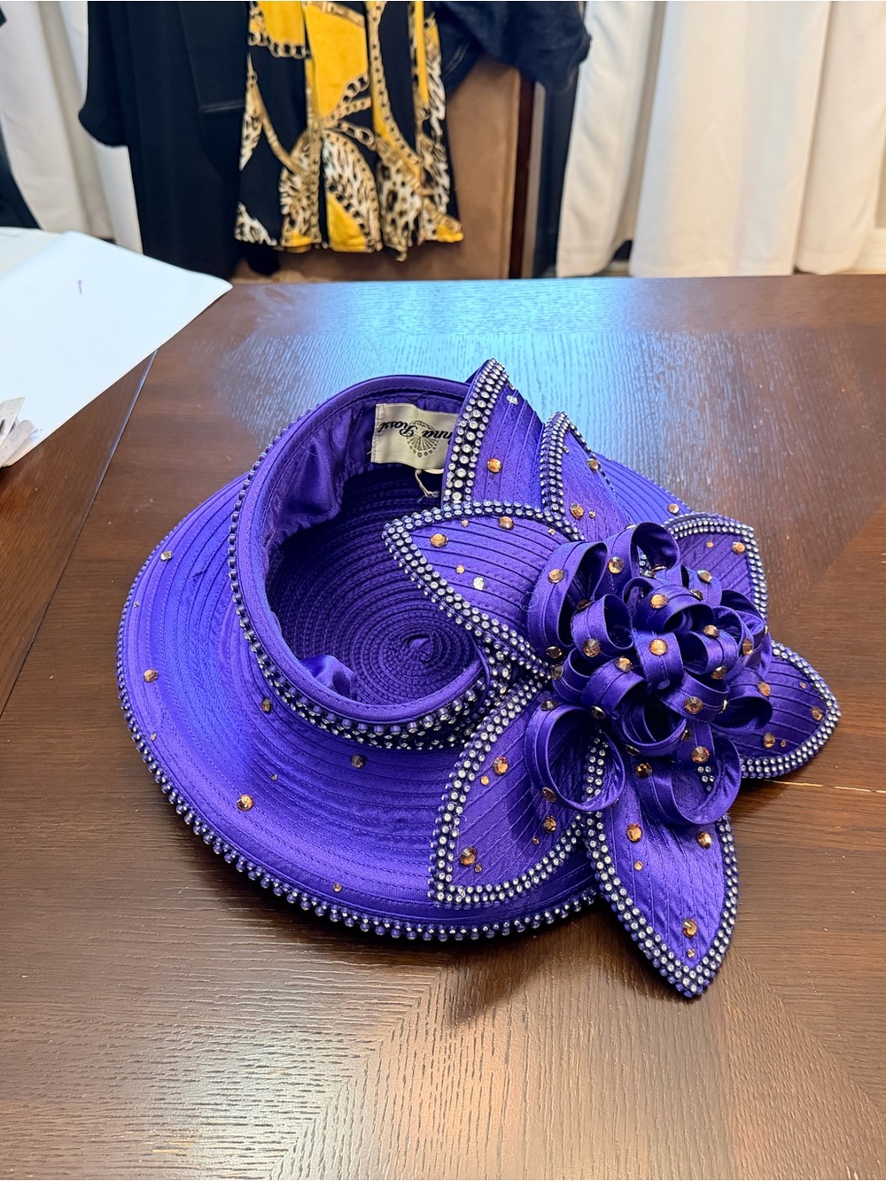 Statement Purple Dress Hat with Floral Rosette